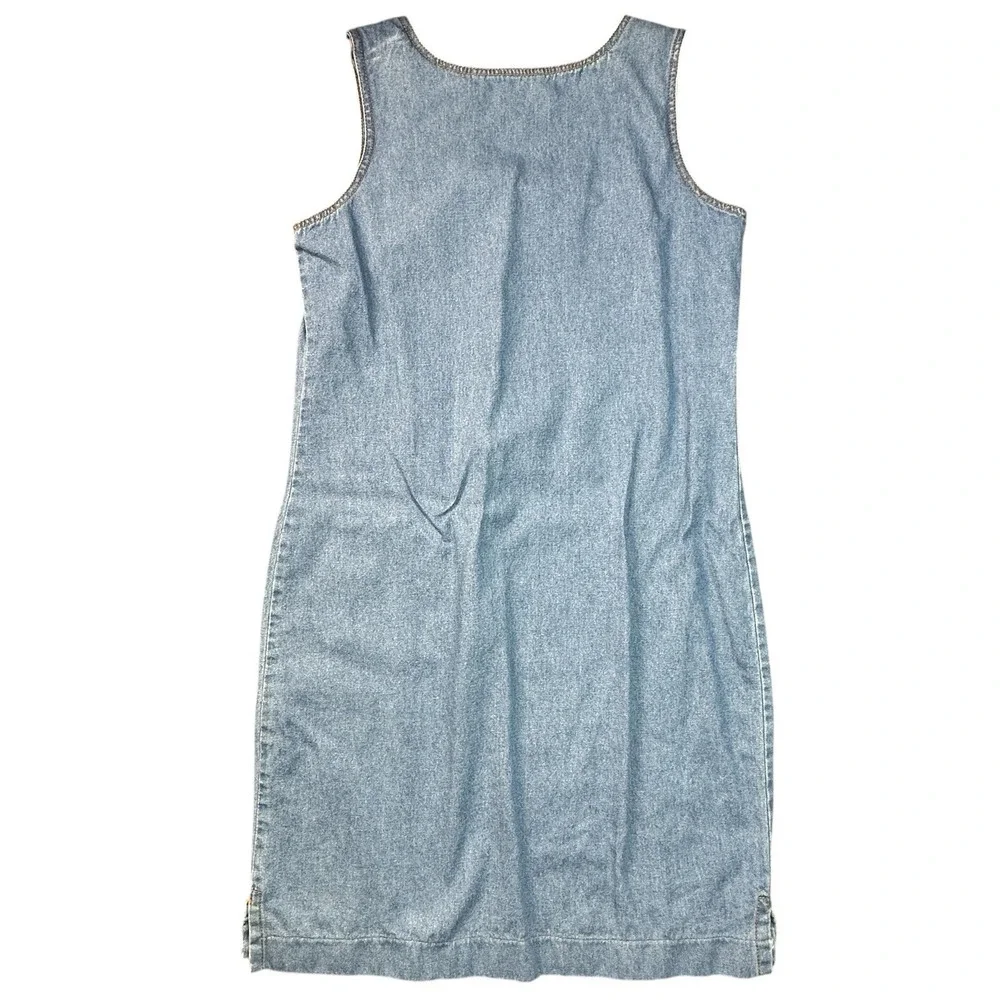 VTG Monique Fashions Denim Dress Jacket Set Size 8 Light Blue‎ Embroidered USA